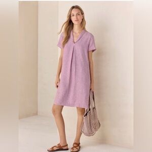 J. Jill | Love Linen Collection | Lilac Short Sleeve V-Neck Dress with pockets